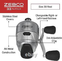 Zebco 33 Platinum Spincast Reel 5 Ball Bearings (4 + Clutch) Instant Anti-Revers