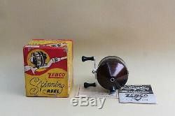 Zebco 33 Reel in box with papers used- with brown covers