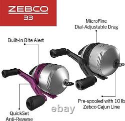 Zebco 33 Spincast Reel and 2-Piece Fishing Rod Combo, 5-Foot 6-Inch Durable Fibe