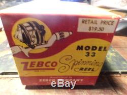 Zebco 33 withplastic spinnerhead with box and paperwork first model 33 nice