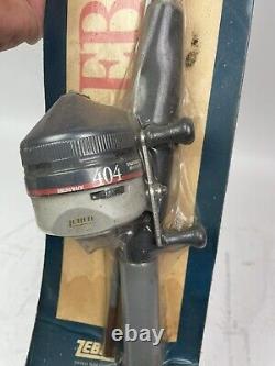 Zebco 404 Fishing Cast Reel Pole Grey Brunswick 1990 NOS New Sealed