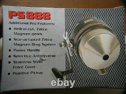 Zebco 888 PS 1999 last USA 888, new in box with paperwork, gold tone. 4 reels