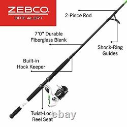 Zebco Bite Alert Spinning Reel and Fishing Rod Combo 7-Foot 2-Piece Fiberglas
