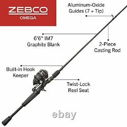 Zebco Omega Pro Spincast Reel and Fishing Rod Combo 6-Foot 6-Inch 2-Piece IM7