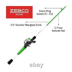 Zebco Roam Baitcast Reel and Fishing Rod Combo, Fiberglass Fishing Pole with