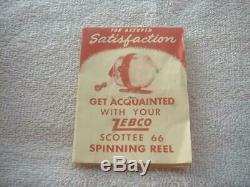 Zebco Scottee 66 Vintage Reel, Box, P/W, Brushed Alum, 1958 only yr. Very Nice