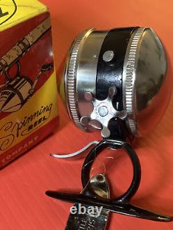 Zebco Vintage 1950's Zebco Model 44 Reel USA With Box Silver Spinning Reel