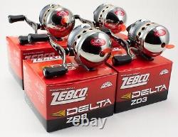 (lot Of 4) Zebco Delta Zd3 2.91 Ratio 4+1 Bb Spincasting Reel 21-35045