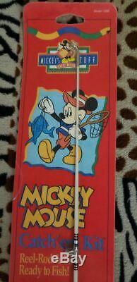 1996 Mickey Mouse Combo Pêche Enfants Rod & Reel Zebco Brunswick Disney Pôle Rare