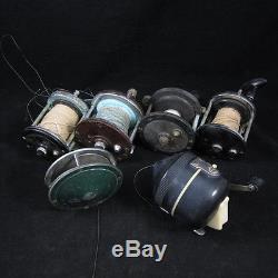 Beaucoup De 6 Vintage Fishing Reels Penn, Bronson, Jaleoxe, Zebco 89, Arlnold, Viking