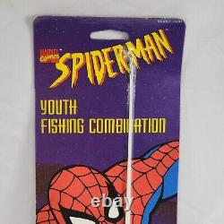 Canne à pêche pour enfants Spider-Man de Zebco Vtg 1996, nouvelle tige en fibre de verre à lancer rotatif