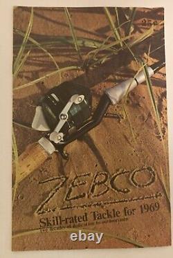 Catalogue de matériel de pêche ZEBCO 1969 pour détaillants : cannes, moulinets Cardinal, ensembles de voyage, leurres