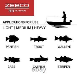 Combo de moulinet et de canne à pêche Zebco 33 Platinum Spincast, embrayage anti-retour, S
