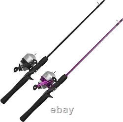 Ensemble de canne à pêche durable en 2 pièces et moulinet spincast 33 rose et noir, ligne de 10 lb