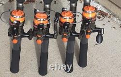 Lot de 4 ensembles de pêche ZEBCO CRAPPIE FIGHTER SPINNING de 6 pieds 6 en orange/noir