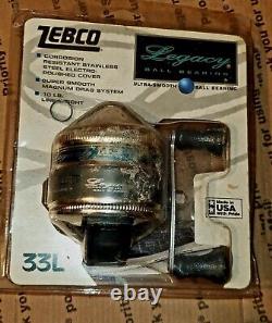 Moulinet Vintage Zebco Legacy 33L Spincast USA Nouveau Moulinet Non Ouvert