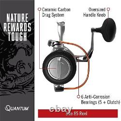 Moulinet de pêche Quantum Reliance Spinning, corps en aluminium durable, droite ou gauche