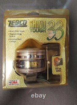 Moulinet de pêche Vintage Zebco Rhino Tough 33 avec ligne de 10 lb - Neuf dans son emballage