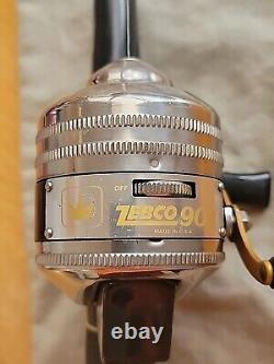 Moulinet de pêche Zebco 909 avec manivelle en métal doré, frein et couronne de traînée, fabriqué aux États-Unis