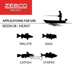 Moulinet de pêche Zebco Bullet Spincast, Moulinet taille 30, Vitesse 29,6 pouces par tour, Gri