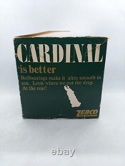 Nouveau beau moulinet vintage Zebco Cardinal 4 dans sa boîte d'origine avec ses papiers