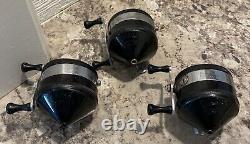 RARE! Moulinets Vintage ZEBCO Modèle 33 BLACK SPINNER. Lot de 3. Circa 1954-1957.