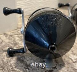 RARE! Moulinets Vintage ZEBCO Modèle 33 BLACK SPINNER. Lot de 3. Circa 1954-1957.