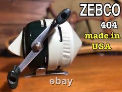 Reel ZEBCO 404 à bobine tournante fabriqué aux États-Unis, ancien moulinet rétro