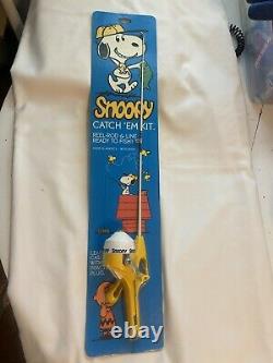 Snoopy Peanuts Zebco Pole De Pêche De Pêche, Reel, Bobber, Plug Nip 1988 Brunswick