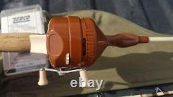 Super Rare Brown Unmarked Zebco 202 Bobine De Pêche Avec Rod Case Zee Bee Box