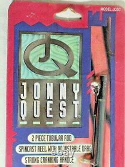 Très Rare Jonny Quest 2 Pièces Tubular Rod And Zebco Fermé Face Spin Reel, Jqsc