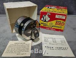 Vintage 1955-1963 Zebco 55 Heavy Duty Spinner Reel + Box + Manuel Rare USA
