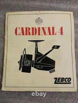 Vintage 1970 Zebco Cardinal 4 Reel Avec La Boîte Etc Jamais Utilise! S / N 127000