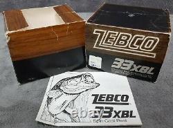 Vintage 1976 Zebco 33xbl Reel Nouveau Dans La Boîte Avec Manuel Extrêmement Rare! Fabriqué Aux Etats-unis