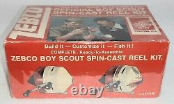 Vintage 1979 Nouveauté En Boîte Zebco Boy Scout 202 Spin Cast Kit De Bobine Fabriqué Aux États-unis Rare