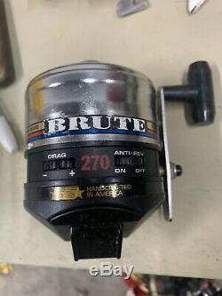 Vintage 1994 Zebco 270 Brute Reel Métal Pied Made In USA Rare