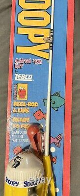 Vintage 1996 Snoopy Peanuts Kids Pole De Pêche Rod & Zebco Reel Catch'em Kit Nip