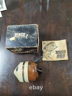 Vintage NOS Zebco 888 Moulinet de pêche SpinCast siège métallique & boîte et papiers Superbe