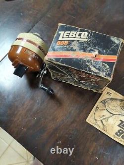 Vintage NOS Zebco 888 Moulinet de pêche SpinCast siège métallique & boîte et papiers Superbe