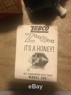 Vintage Zebco 202 Zeebee Bobine De Pêche Avec Le Manuel D'origine Boîte Et Instruction