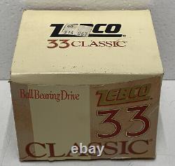 Vintage Zebco 33 Classic Roulement À Billes En Acier Inoxydable Casings Non Utilisés Dans La Boîte