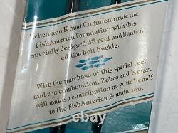 Vintage Zebco 33 Fish America Combo Commémoratif Bobine Sans Ouverture Collecteurs