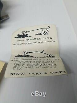 Vintage Zebco 33 Spinner Noir Et Chrome Dans La Boîte Originale Et Papier