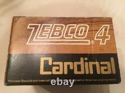 Vintage Zebco Cardinal 4 Production De Rouleaux De Pêche Spinnantes De Suède Avec Box