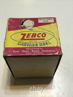 Vintage Zebco Casting Reel 1ère Version Tan Spool Withbox & Papers Lot T11