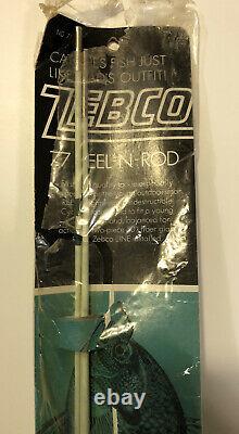 Vintage Zebco Jr. Modèle 77 Wood Handle Rod/reel Combo (2pc) Blanc & Vert Nib