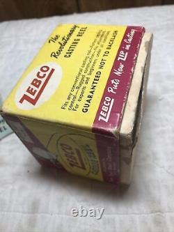 Vintage Zebco Zero Hour Bomb Co Spin Casting Pêche Reel Avecbox Papiers Red Head