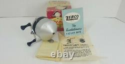 Vintage Zebco Zero Hour Bomb Co. Tan Spinner Reel W Box Papier Et Reçu