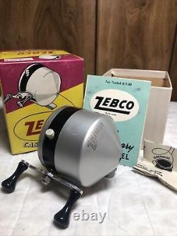 Vtg New Zebco Zero Hour Bomb Co Spin Casting Fishing Reel Withbox Papers Tan Head