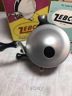 Vtg New Zebco Zero Hour Bomb Co Spin Casting Fishing Reel Withbox Papers Tan Head